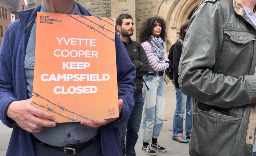 Protesters in Oxford city centre against the reopening of Campsfield House