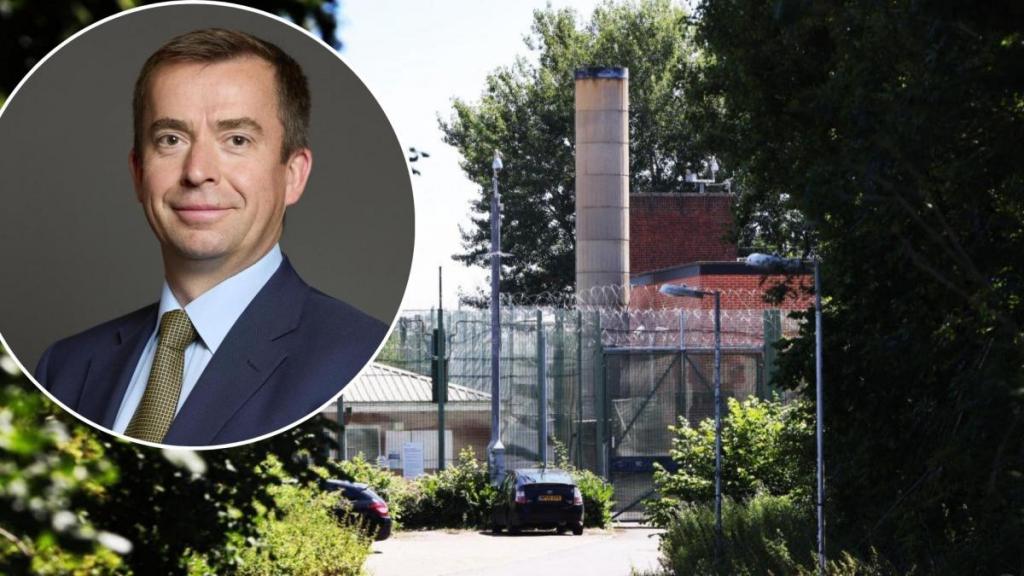 Calum Miller MP (inset) over image of Campsfield House (Image: Ed Nix/Contributed)