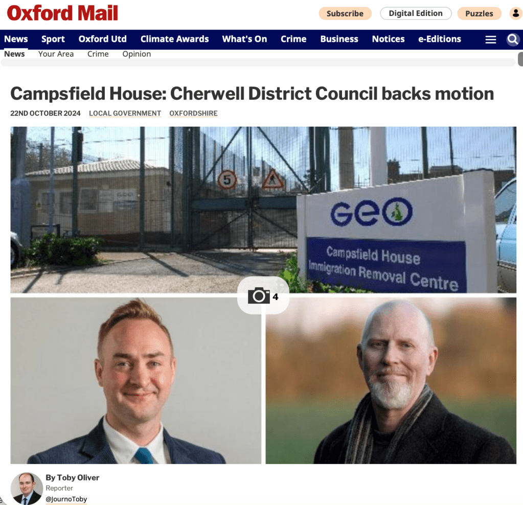 Oxford Mail online webpage screenshot.
