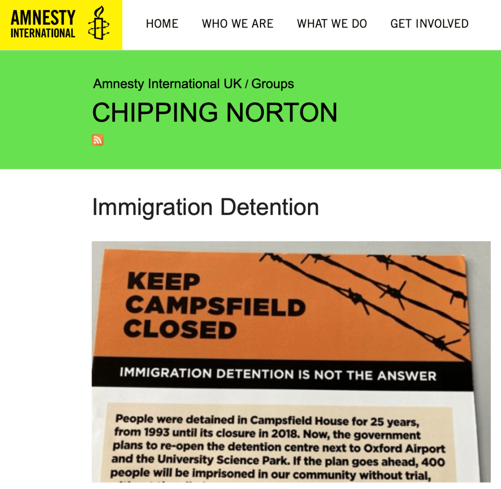 Amnesty International UK / Groups / Chipping Norton blog screenshot