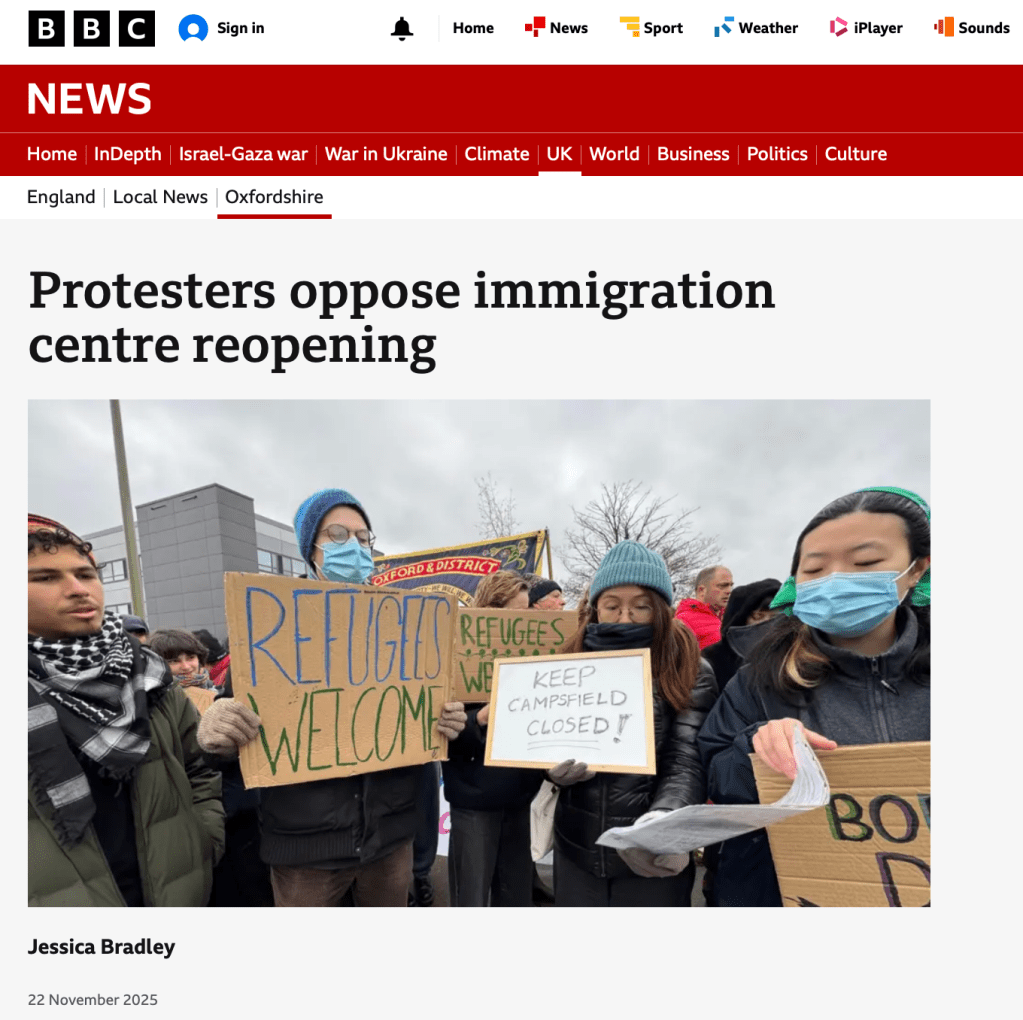 Screenshot of BBC News Oxfordshire article