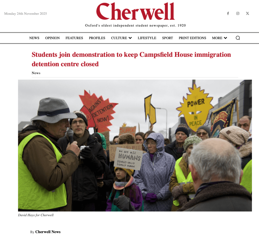 Screenshot of Cherwell news article