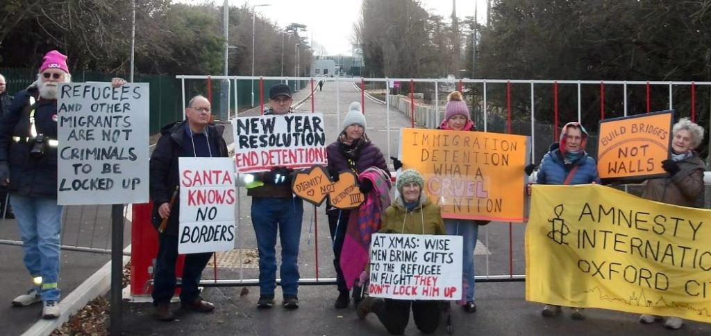 Demonstration at Campsfield in December 2025. Photo credit Coalition to Close Campsfield.
